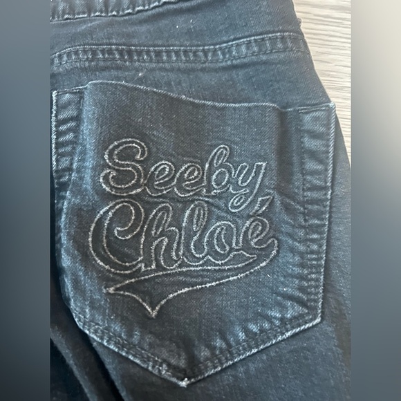 See by Chloe Black Logo Slim Fit Jeans Size 27 - Picture 5 of 5